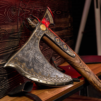 Handforged Leviathan Spiked Replica Axe - Ancient Glow