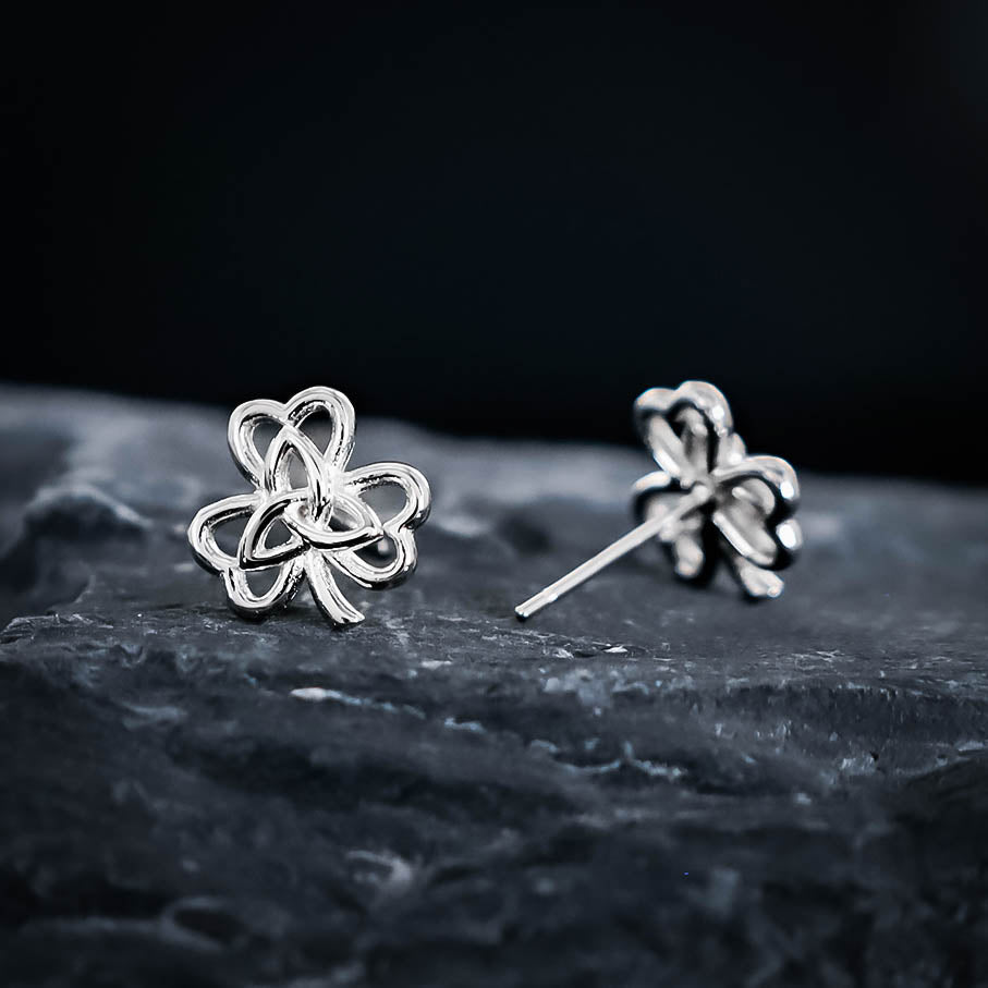 Celtic Clover Stud Earrings - Sterling Silver