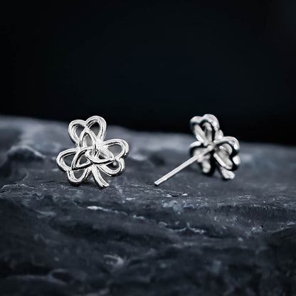 Celtic Clover Stud Earrings - Sterling Silver