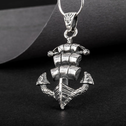 Handcrafted Ghost Ship Anchor Pendant - Sterling Silver