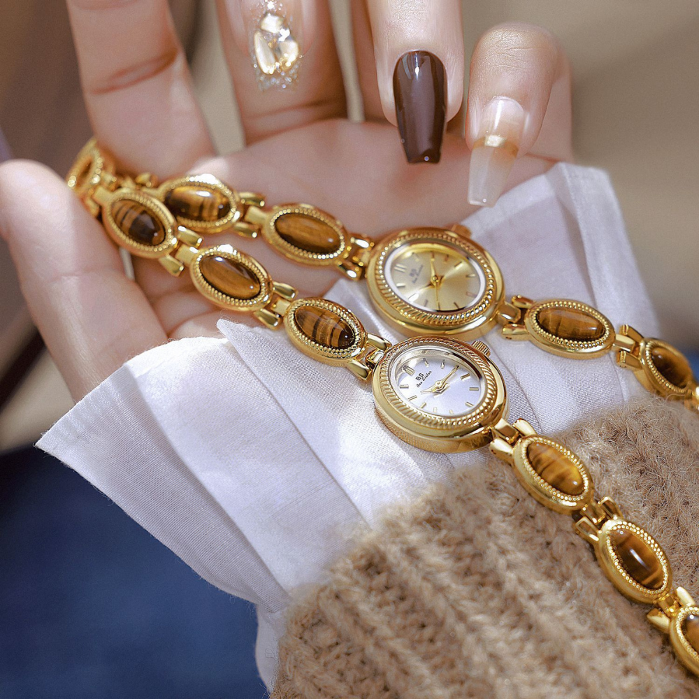 Montelure | Gold Retro Rich Tigereye Chain Watch
