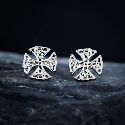Celtic Cross Stud Earrings - Sterling Silver