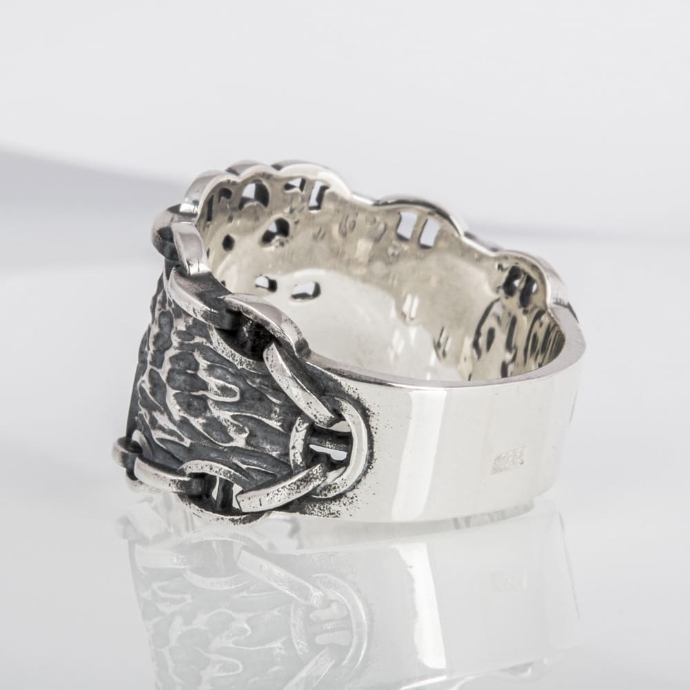 Handcrafted Anchor Chain Ring - Sterling Silver