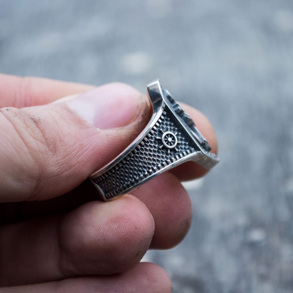 Handcrafted Anchor Plate Ring - Sterling Silver