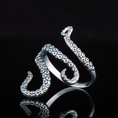 Handcrafted Writhing Tentacles Ring - Sterling Silver