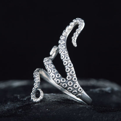 Handcrafted Writhing Tentacles Ring - Sterling Silver