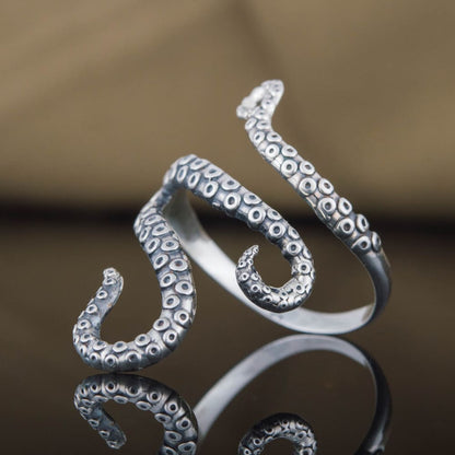 Handcrafted Writhing Tentacles Ring - Sterling Silver