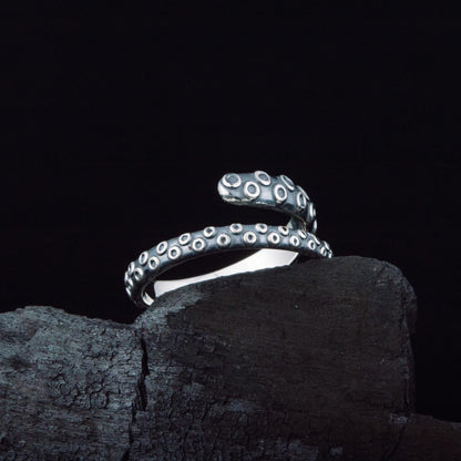 Handcrafted Kraken Tentacle Ring - Sterling Silver