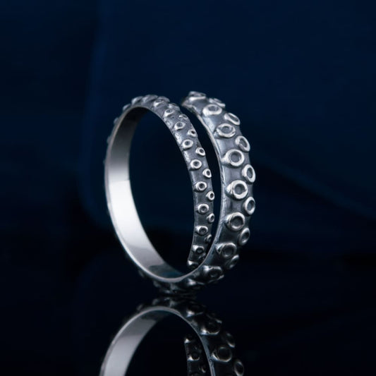 Handcrafted Kraken Tentacle Ring - Sterling Silver