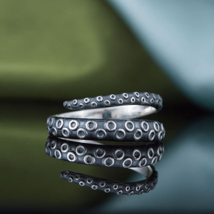 Handcrafted Kraken Tentacle Ring - Sterling Silver