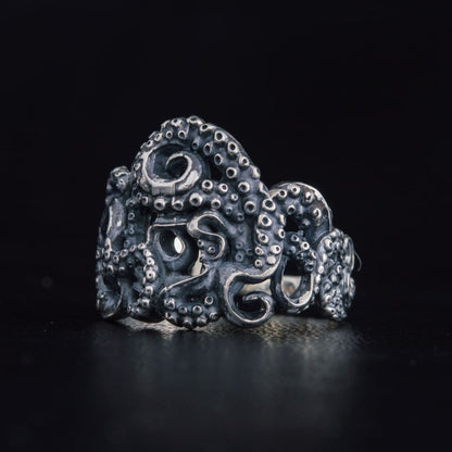 Handcrafted Coiled Tentacles Ring - Sterling Silver
