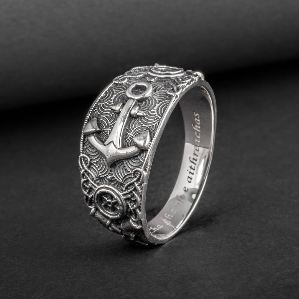 Handcrafted Nautical Ornament Anchor Ring - Sterling Silver