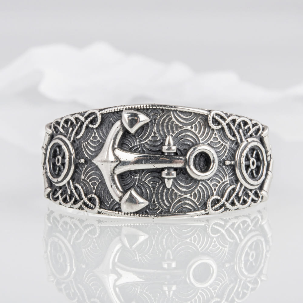 Handcrafted Nautical Ornament Anchor Ring - Sterling Silver
