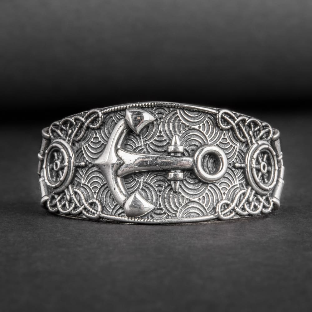 Handcrafted Nautical Ornament Anchor Ring - Sterling Silver