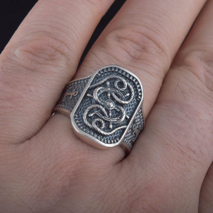 Handcrafted Ship's Wheel Knot Ring - Sterling Silver