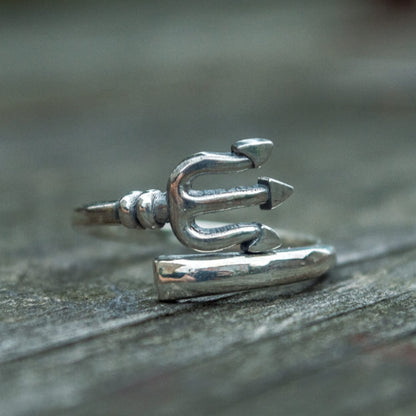 Handcrafted Sea Trident Ring - Sterling Silver