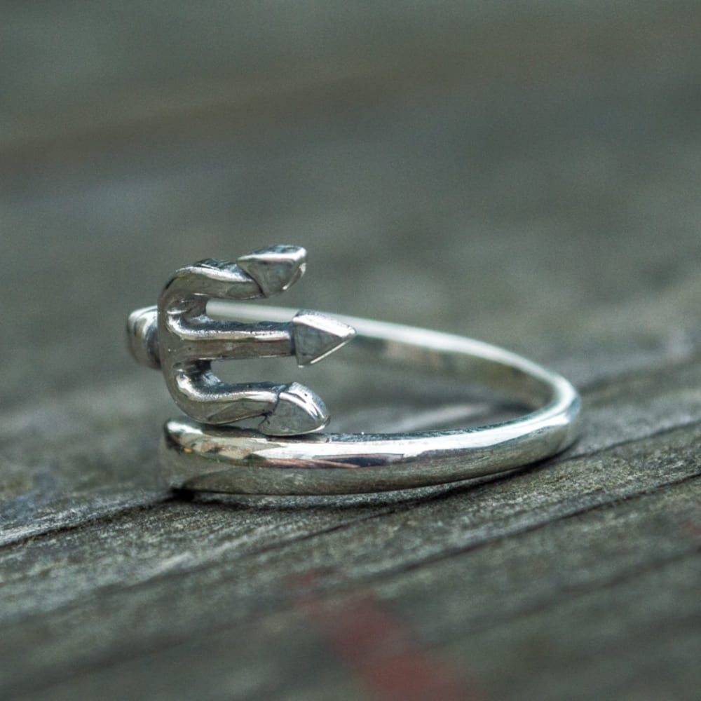 Handcrafted Sea Trident Ring - Sterling Silver