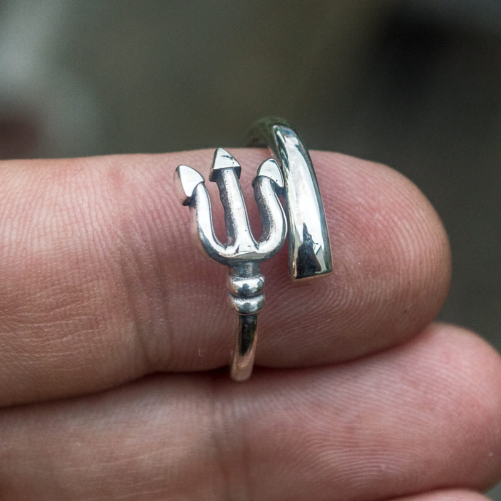 Handcrafted Sea Trident Ring - Sterling Silver