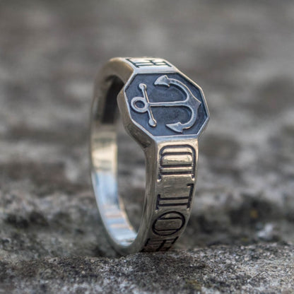 Handcrafted Hold Fast Anchor Ring - Sterling Silver