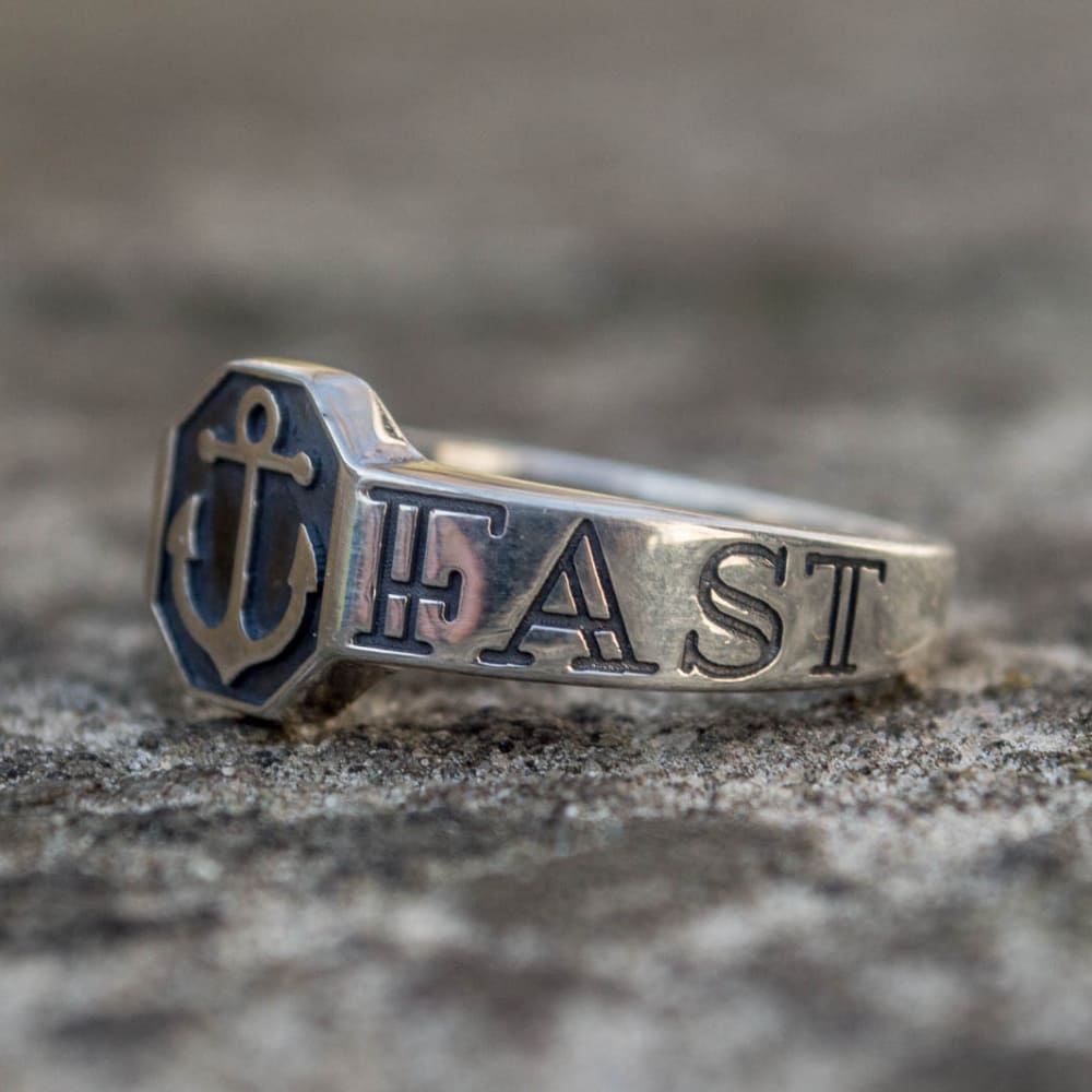 Handcrafted Hold Fast Anchor Ring - Sterling Silver