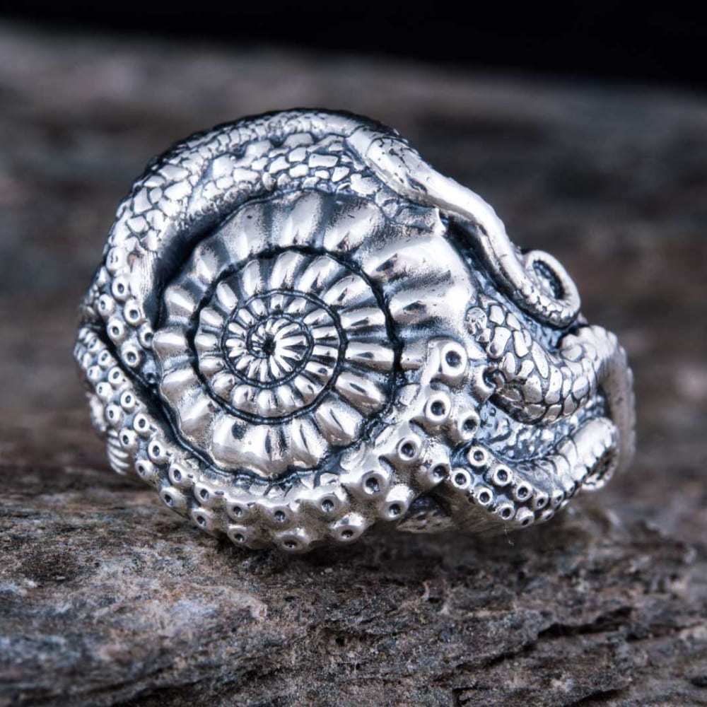 Handcrafted Deep Sea Nautilus Ring - Sterling Silver