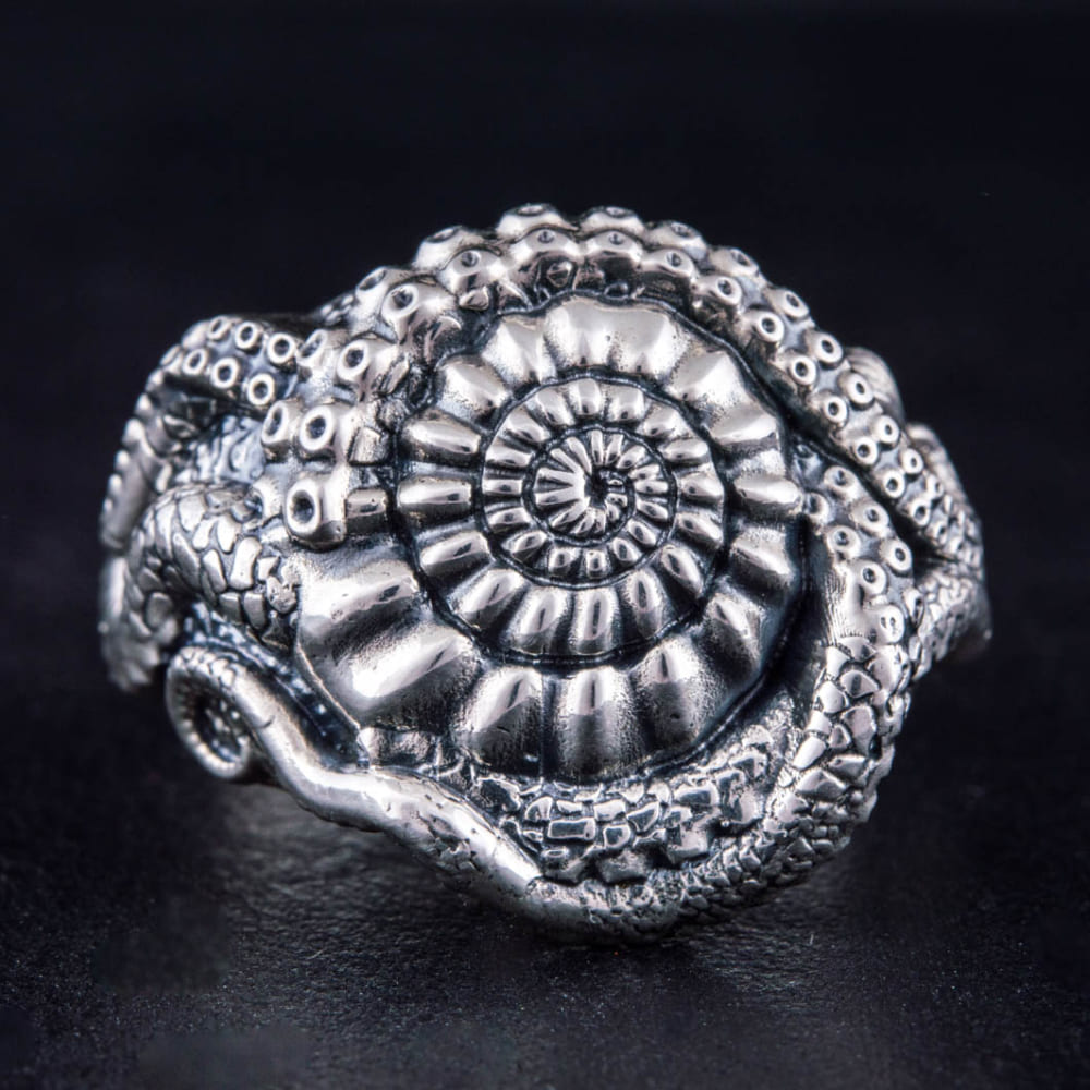 Handcrafted Deep Sea Nautilus Ring - Sterling Silver