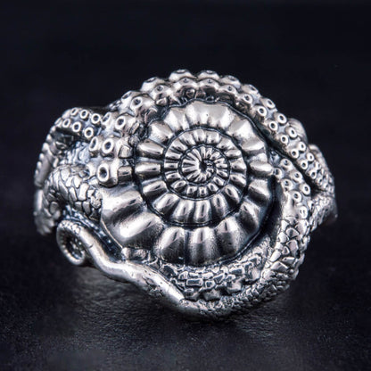 Handcrafted Deep Sea Nautilus Ring - Sterling Silver