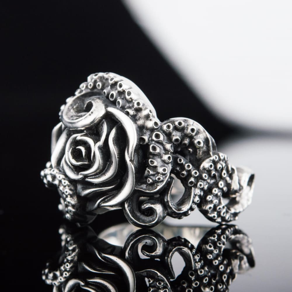 Handcrafted Eldritch Rose Ring - Sterling Silver