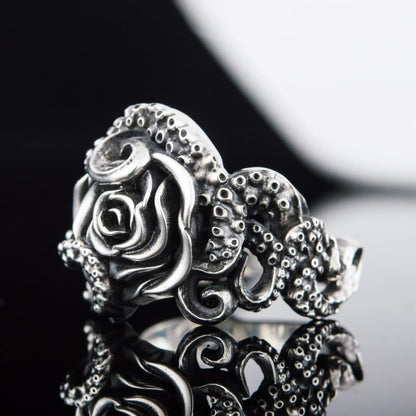 Handcrafted Eldritch Rose Ring - Sterling Silver