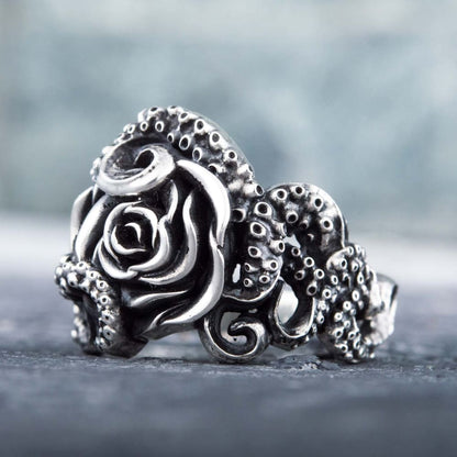Handcrafted Eldritch Rose Ring - Sterling Silver