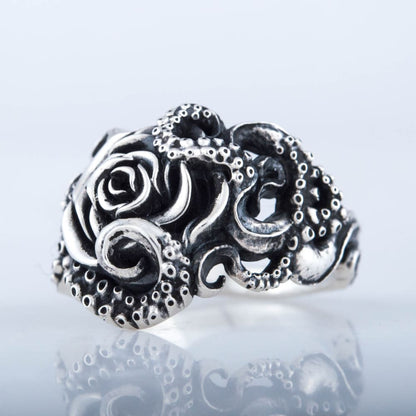 Handcrafted Eldritch Rose Ring - Sterling Silver