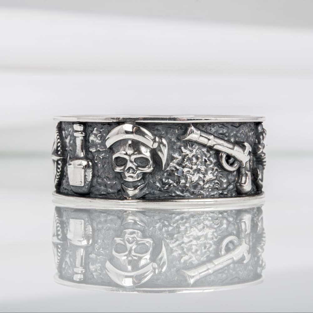 Handcrafted Pirate-Inspired Nautical Ring - Sterling Silver