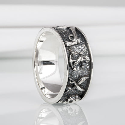 Handcrafted Pirate-Inspired Nautical Ring - Sterling Silver