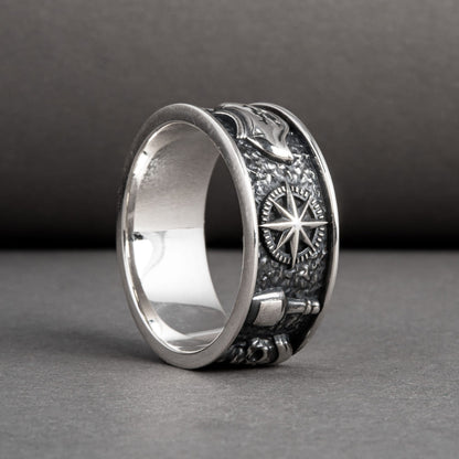 Handcrafted Pirate-Inspired Nautical Ring - Sterling Silver