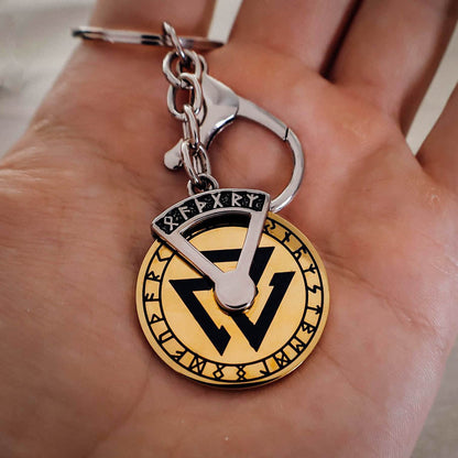 Golden Rune Fidget Keychain - Stainless Steel