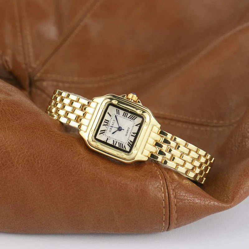 Women's square classic watch with diamonds