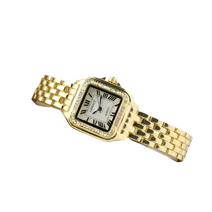 Women's square classic watch with diamonds