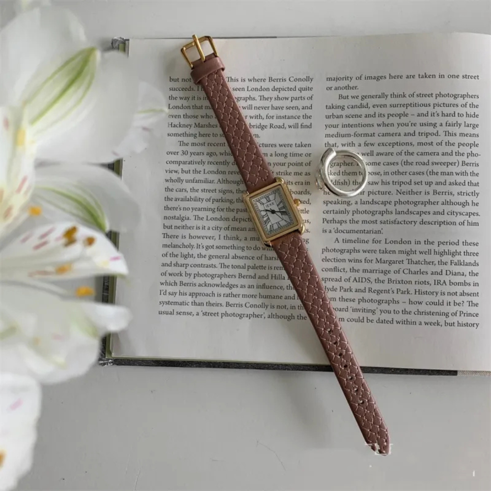 Pink Strap White Surface