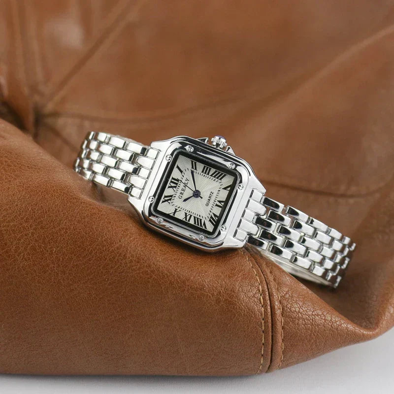 Women's square classic watch with diamonds