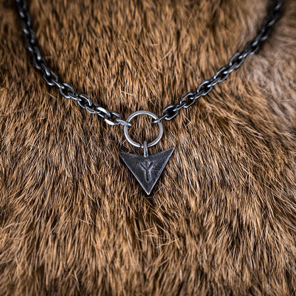 Simple Algiz Arrowhead Necklace - Stainless Steel