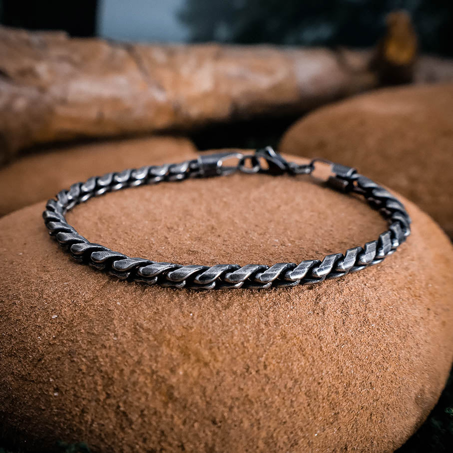 Rustic Chain Simple Bracelet - Stainless Steel