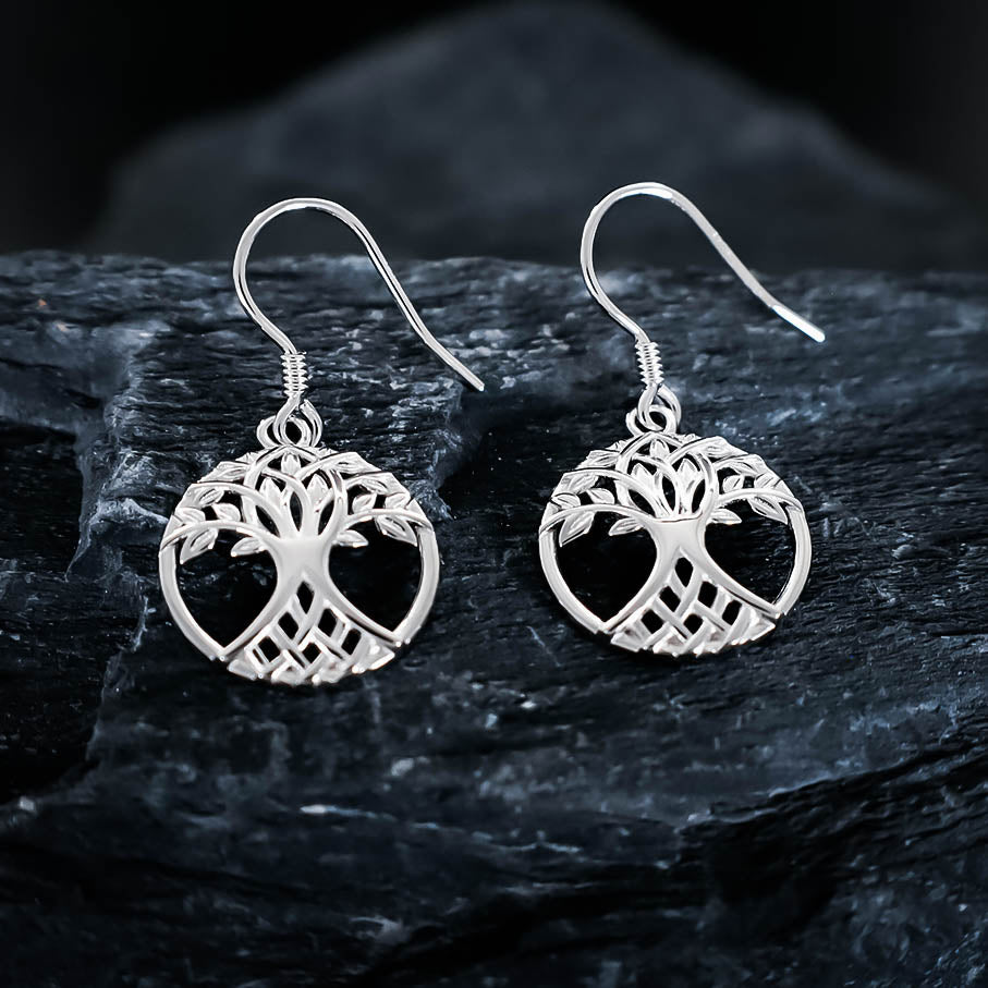 Yggdrasil Branches Tree Drop Earrings - Sterling Silver