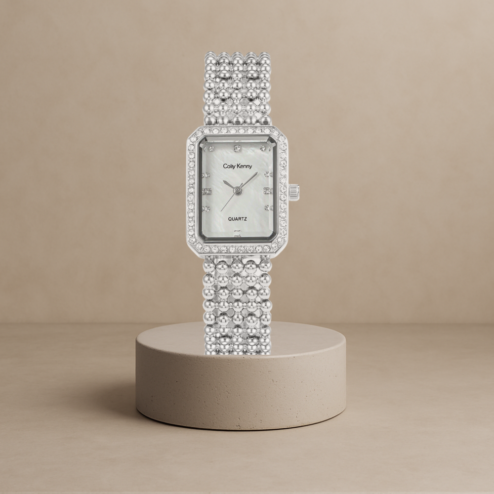 Women's luxury square watch with shell and starry sky