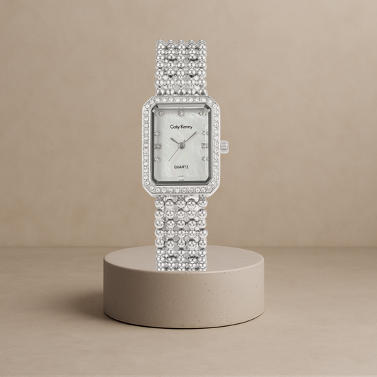 Women's luxury square watch with shell and starry sky