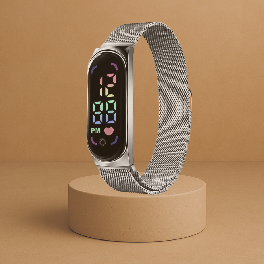 LED watch with magnetic strap for women