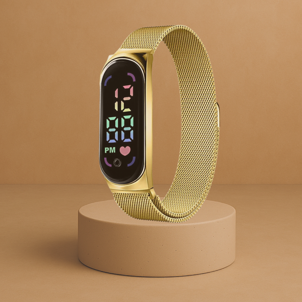 LED watch with magnetic strap for women