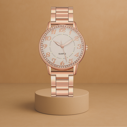 Eva | Women's quartz watch with round case and cubic zirconia