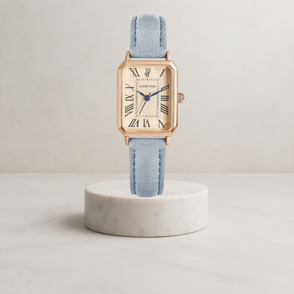 Florenza | Elegant women's watch with square gold case and leather strap