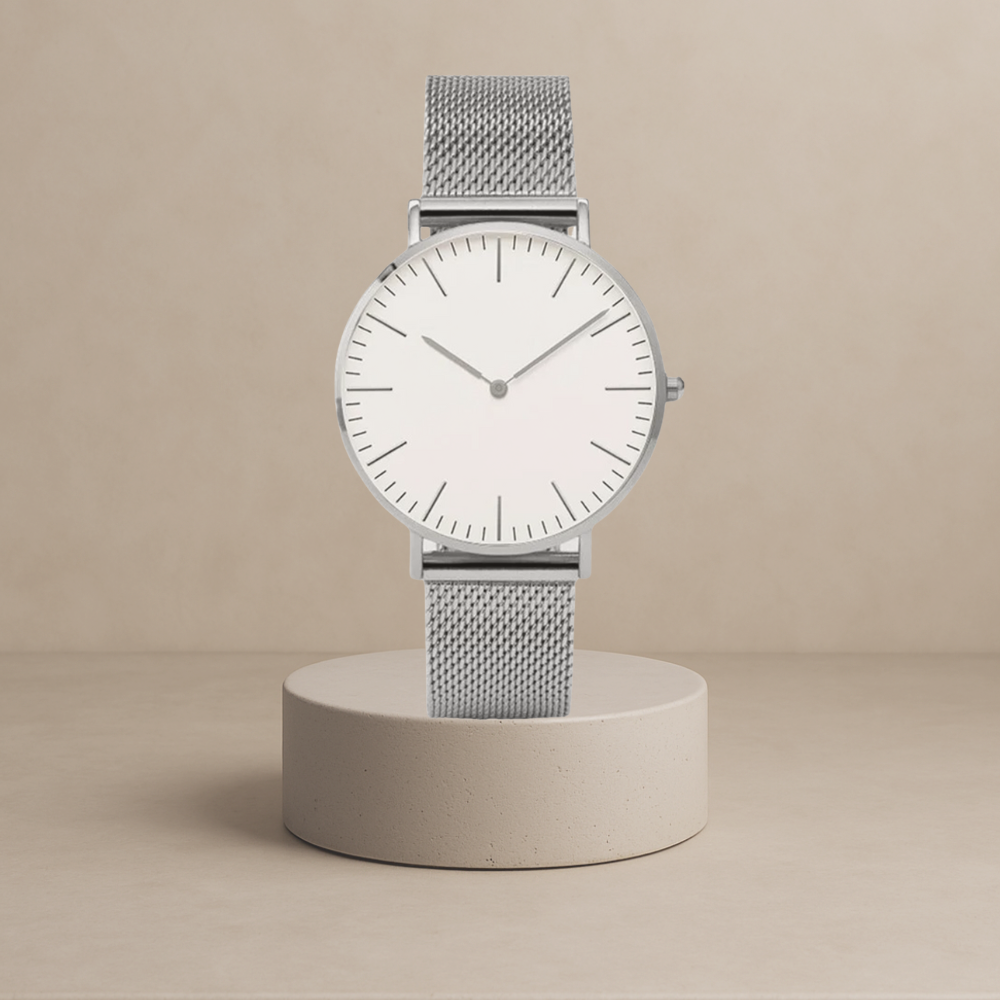 Daphne Women's stainless steel quartz watch with round silver-white case