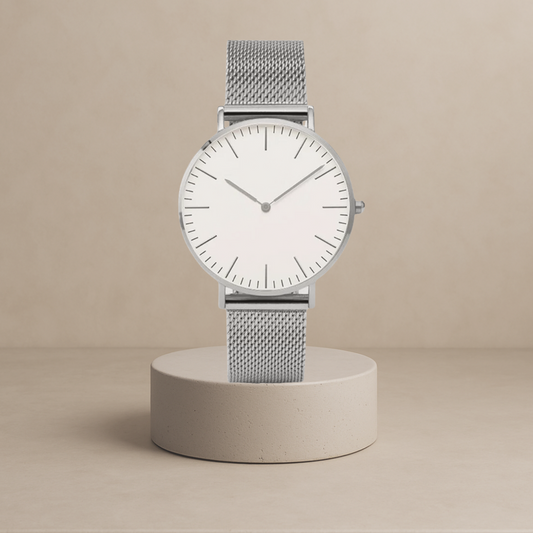 Daphne Women's stainless steel quartz watch with round silver-white case